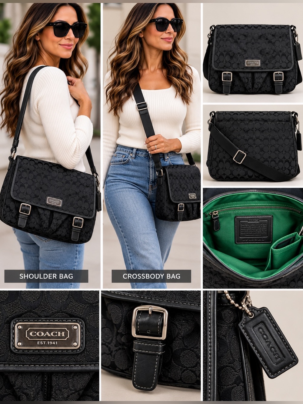 Coach Black Signature Jacquard Crossbody Bag